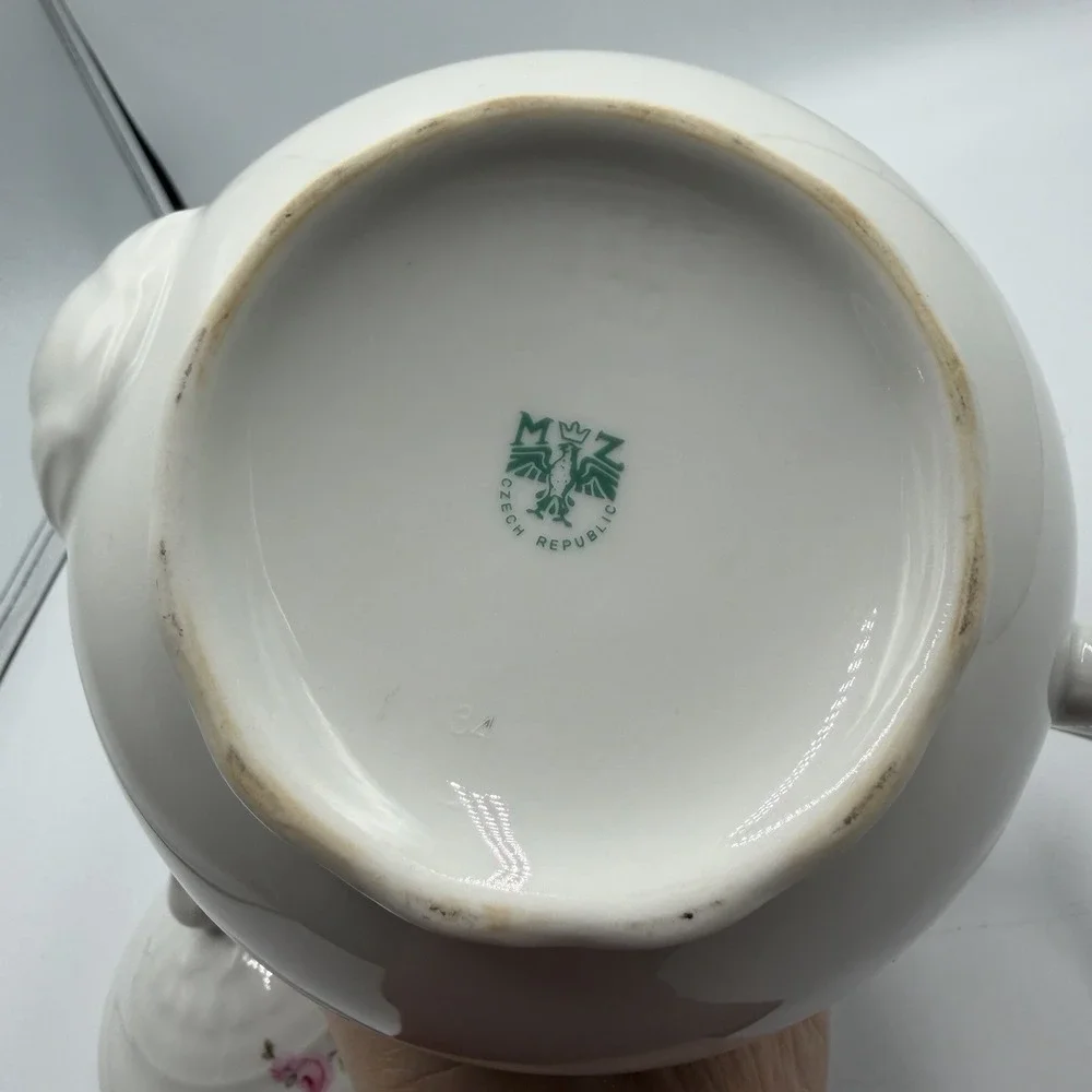Vtg MZ Czechoslovakia Fine Wedding China 1922-1945 Rose Floral Victorian Tea Pot